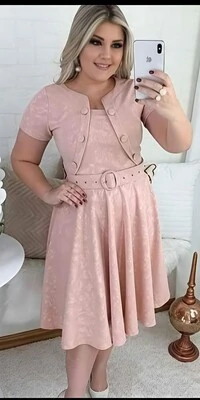 Vestido Feminino Colete Gode com Botões Encapado, Cinto Ajustável Tecido Jakuar 3D Casual Evangelico