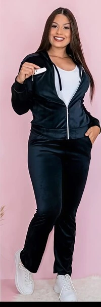 Conjunto Blusa e Calça Pantalona Tecido Veludo Com Detalhe Com Bolso Zíper funcional ENVIO IMEDIATO