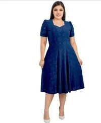 Vestido Evangélica Com Detalhe Na Gola Saia Rodado Forrado Tendência Tecido Lesser EMVIO IMEDIATO