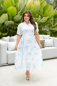 Vestido Evangelico Midi Tecido Chiffon Elastex na Costa Moda Casual Verão 2026