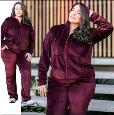 Foto Conjunto Femenino Plush Blusa E Calsa. Tecido Veludo plush HB-023 ENVIOM IMEDIATO