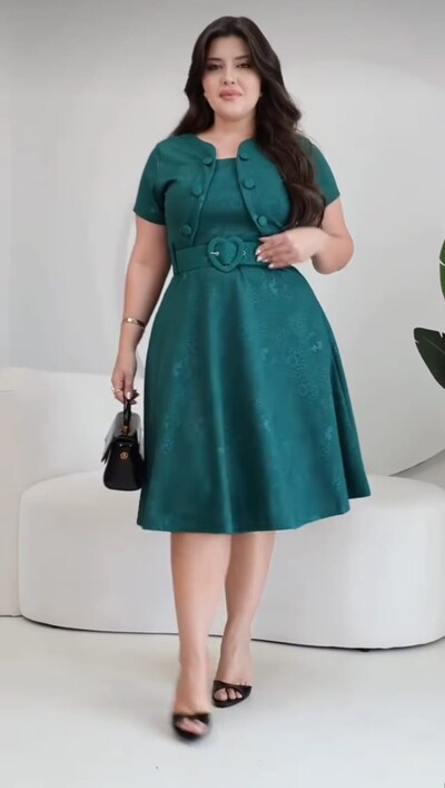 FotoVestido Feminino Colete Gode com Botões Encapado, Cinto Ajustável Tecido Jakuar 3D Casual Evangelico