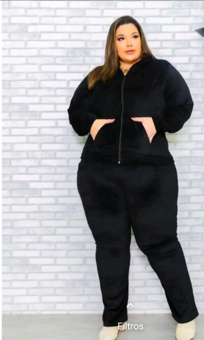 FotoConjunto Femenino Plush Blusa E Calsa. Tecido Veludo plush HB-023 ENVIOM IMEDIATO