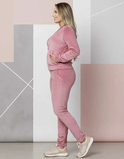 Foto Conjunto Blusa e Calça Pantalona Tecido Veludo Com Detalhe Com Bolso Zíper funcional ENVIO IMEDIATO