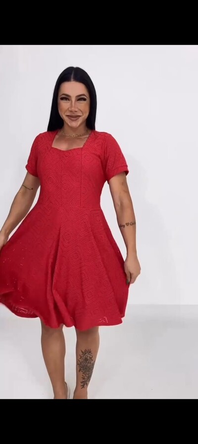 FotoVestido Evangélica Com Detalhe Na Gola Saia Rodado Forrado Tendência Tecido Lesser EMVIO IMEDIATO