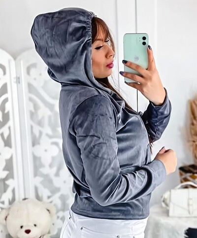 FotoJaqueta Bomber Tecido Plush Veludo Estilosa Manga Comprida Ziper Frontal Confortavel