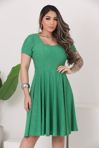 Foto Vestido Evangélica Com Detalhe Na Gola Saia Rodado Forrado Tendência Tecido Lesser EMVIO IMEDIATO