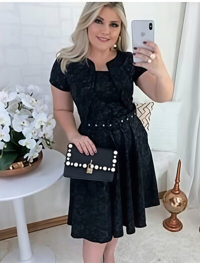 FotoVestido Feminino Colete Gode com Botões Encapado, Cinto Ajustável Tecido Jakuar 3D Casual Evangelico