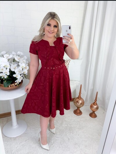 FotoVestido Feminino Colete Gode com Botões Encapado, Cinto Ajustável Tecido Jakuar 3D Casual Evangelico