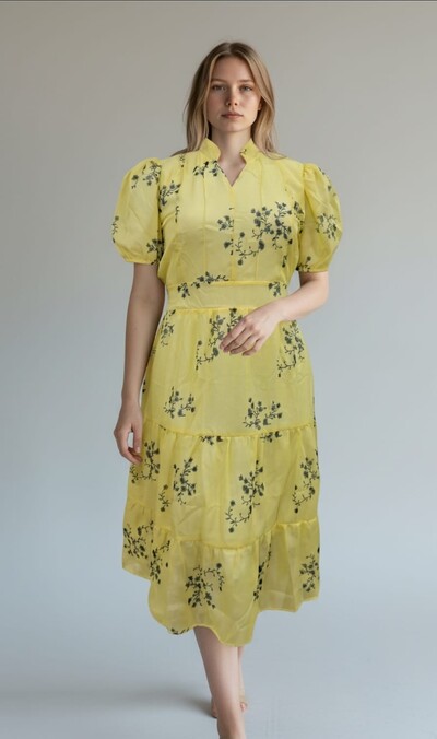 FotoVestido Evangelico Midi Tecido Chiffon Elastex na Costa Moda Casual Verão 2026