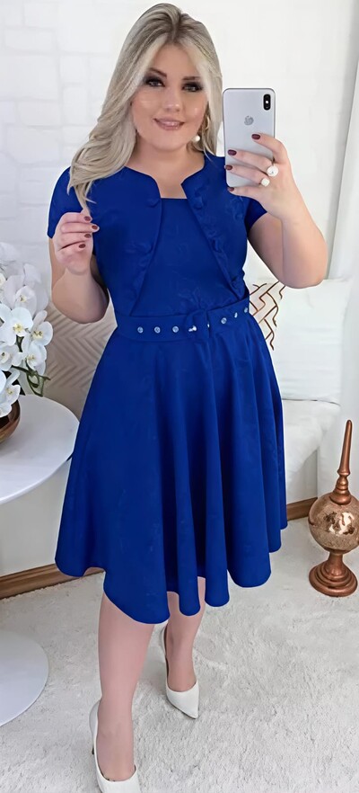 FotoVestido Feminino Colete Gode com Botões Encapado, Cinto Ajustável Tecido Jakuar 3D Casual Evangelico