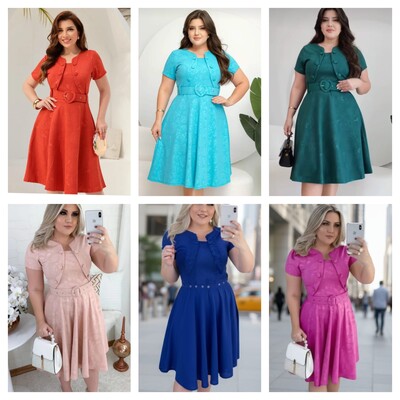 Foto Vestido Feminino Colete Gode com Botões Encapado, Cinto Ajustável Tecido Jakuar 3D Casual Evangelico