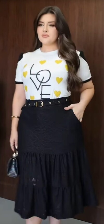 Foto Conjunto Evangelico Feminino Blusa Viscolycra e Saia com Cinto Combinados Lindo Conjunto