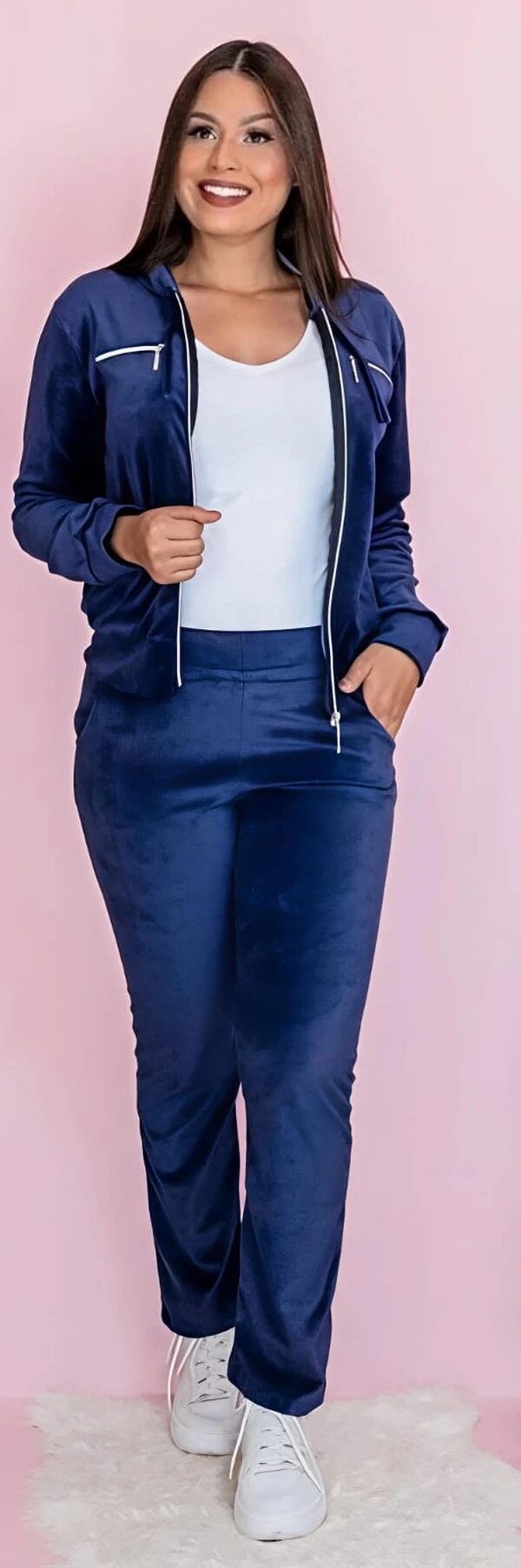 Conjunto Blusa e Calça Pantalona Tecido Veludo Com Detalhe Com Bolso Zíper funcional ENVIO IMEDIATO