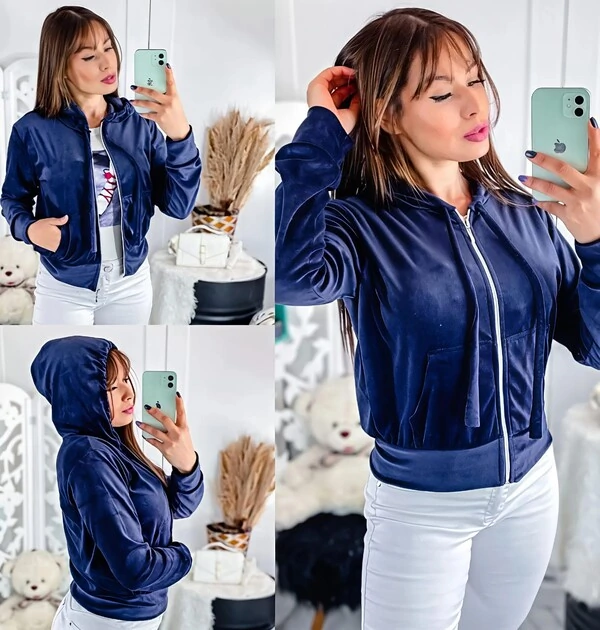 Jaqueta Bomber Tecido Plush Veludo Estilosa Manga Comprida Ziper Frontal Confortavel