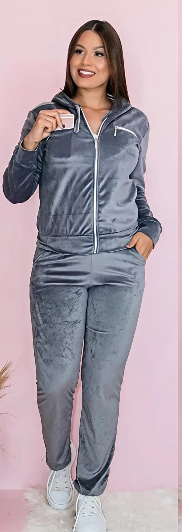 Conjunto Blusa e Calça Pantalona Tecido Veludo Com Detalhe Com Bolso Zíper funcional ENVIO IMEDIATO