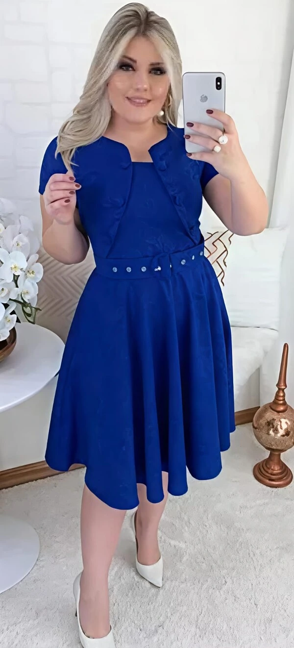 Vestido Feminino Colete Gode com Botões Encapado, Cinto Ajustável Tecido Jakuar 3D Casual Evangelico