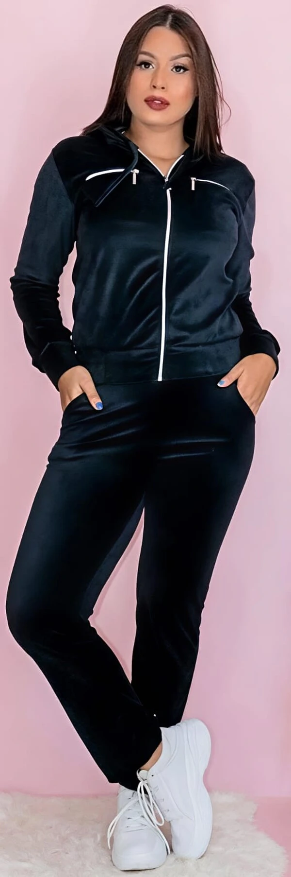 Conjunto Blusa e Calça Pantalona Tecido Veludo Com Detalhe Com Bolso Zíper funcional ENVIO IMEDIATO