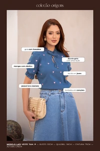 Blusa Jeans Coração