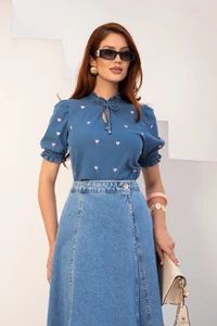Blusa Jeans Coração