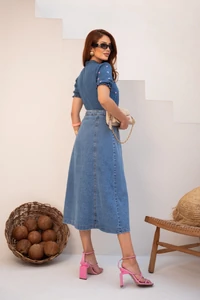 Saia Jeans Midi Transpassada