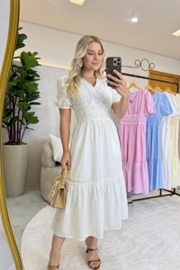 Vestido Bordado Midi Selena