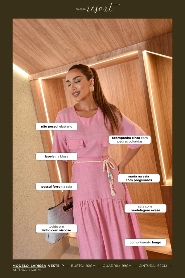 Conjunto Linho Egila Rosa