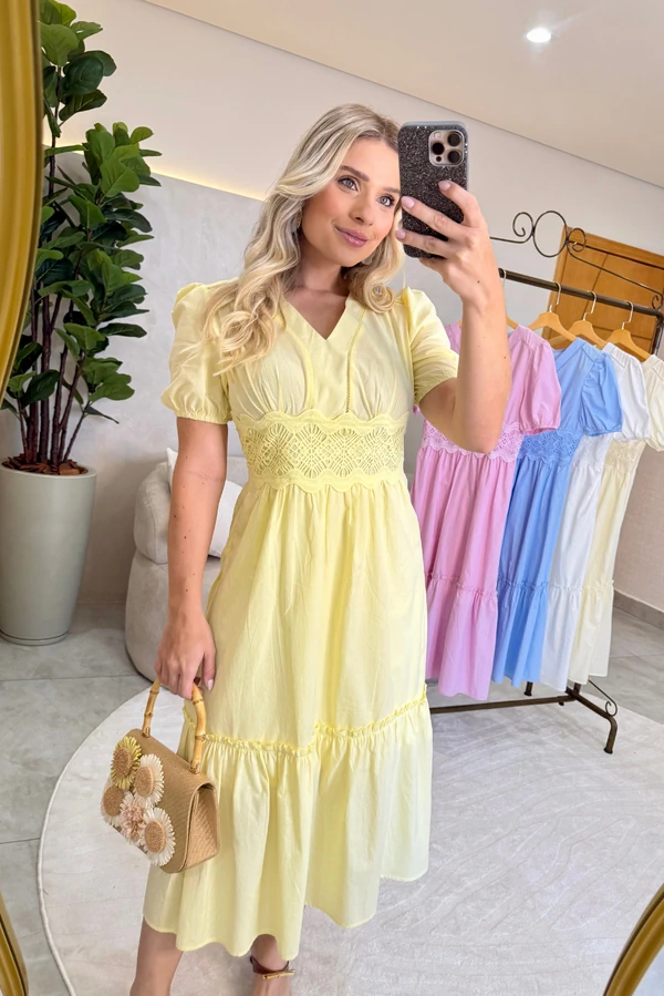 Vestido Bordado Midi Selena