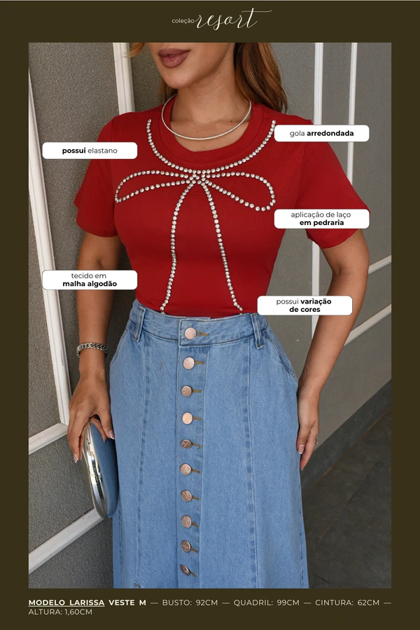 T-shirt Pedraria Laço