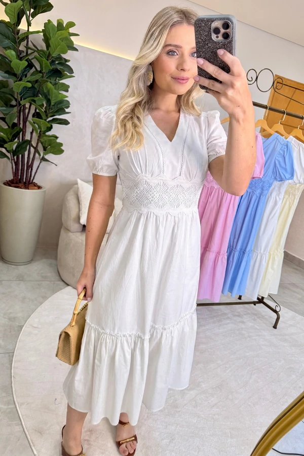 Vestido Bordado Midi Selena