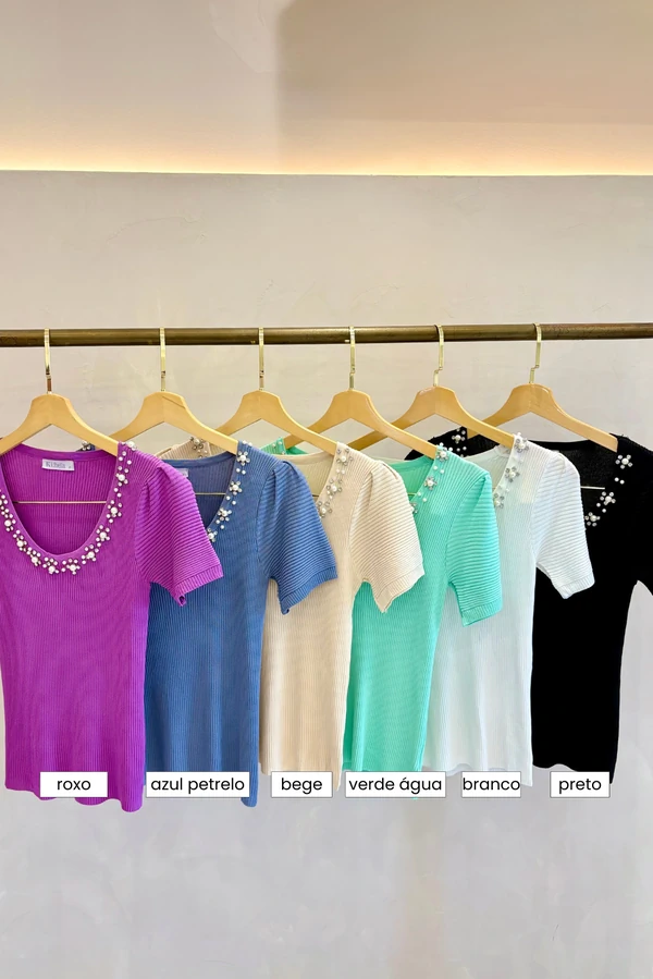 Blusa Pedraria Flores