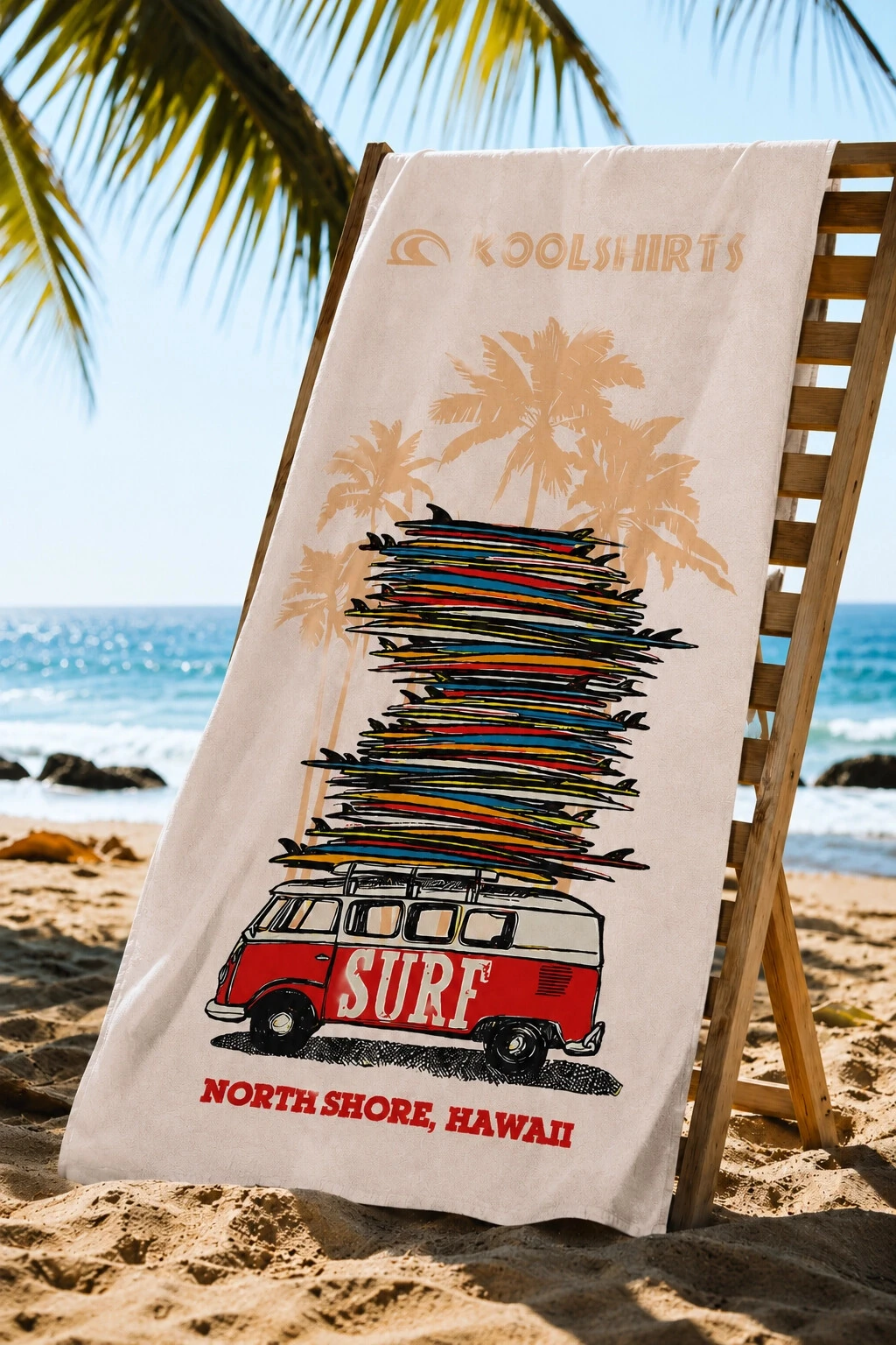 Foto Toalha de Praia Surfwear Tropical Estampada Surf Kombi