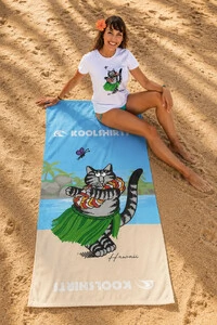 Toalha de Praia Surfwear Tropical Estampada Hula Cat