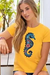 Babylook Feminina Estonada Sea Horse