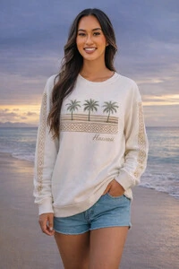 Moletom Crewneck Estonado Row of Palms