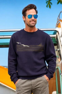 Moletom Gola Careca Surfwear Wind and Sea Marinho