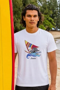 Camiseta Surfwear Wind Surf Cat Branca