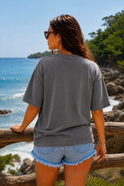 Foto Camiseta Estonada Surfwear Wild Love Cinza