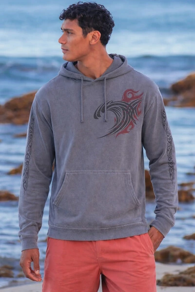 Foto Moletom Canguru Estonado Surfwear Red Tide Wave