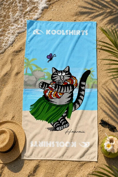 Foto Toalha de Praia Surfwear Tropical Estampada Hula Cat