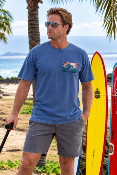 Foto Camiseta Estonada Surfwear Whale Watch Hawaii Azul