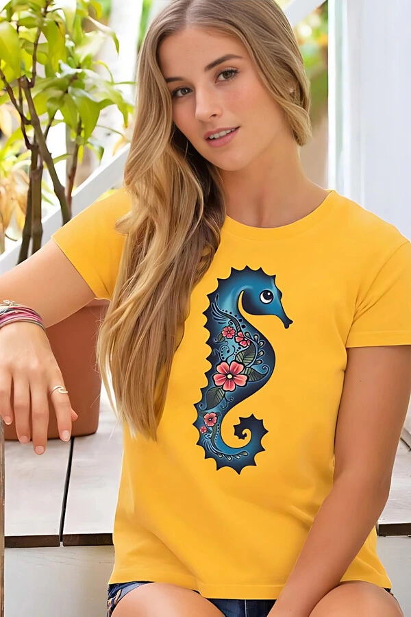 Babylook Feminina Estonada Sea Horse