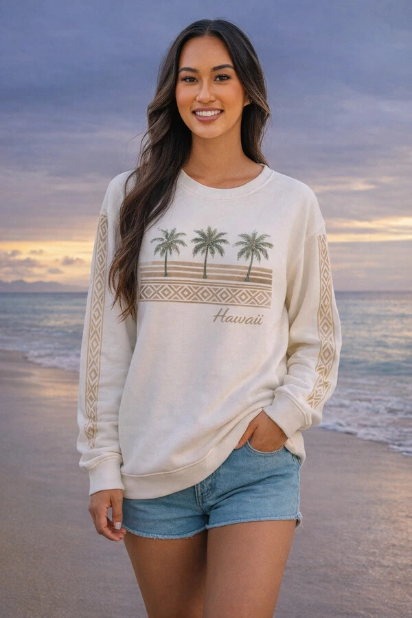 Moletom Crewneck Estonado Row of Palms