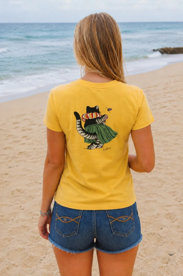 Babylook Feminina Estonada Hula Cat