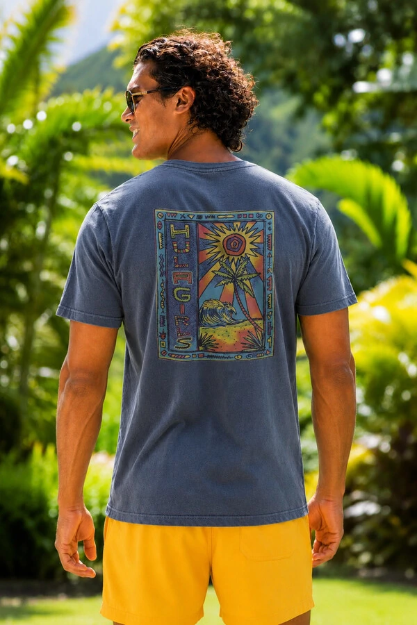 Camiseta Estonada Surfwear Hula Girls Azul