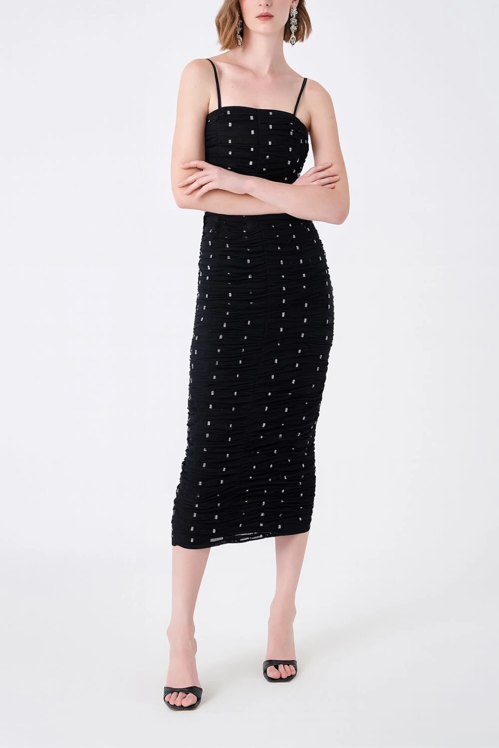 FotoVestido midi franzido hotfix Rock Lola