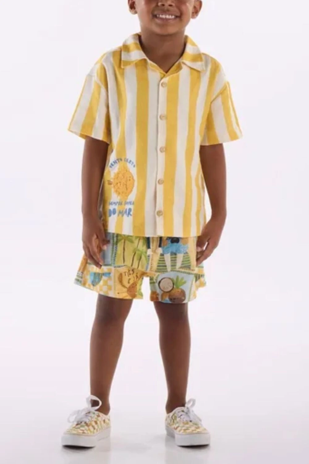 FotoConjunto camisa e bermuda em viscolinho Três e Já