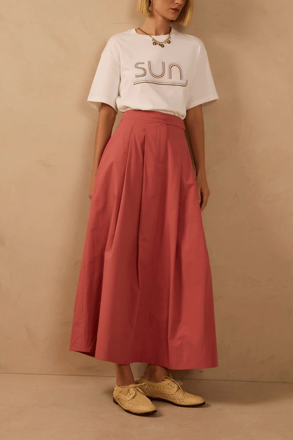 FotoSaia midi algodão alfaiataria Dress to