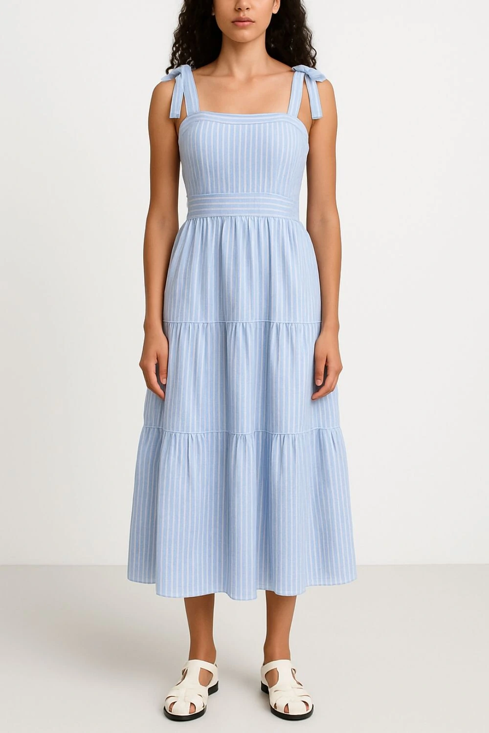 FotoVestido midi listrado Kwi