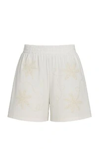 Short com bordado floral feminino Kwi
